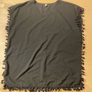 Yincro Black Tassel Trim Women's Top 8 (DY)